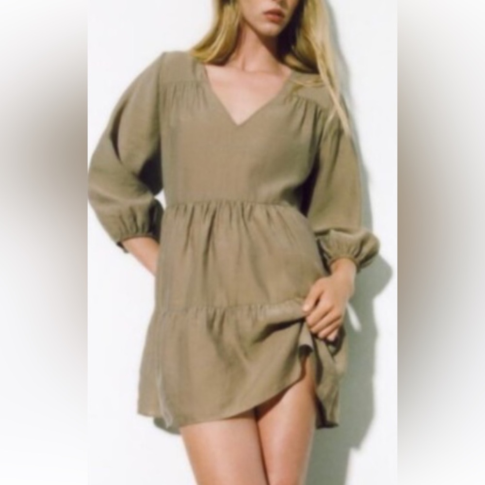 Zara Olive‎ Long Sleeve Dress women size sx